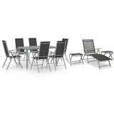 vidaXL 10-dijelni vrtni blagovaonski set crno-srebrni | shoptok.hr