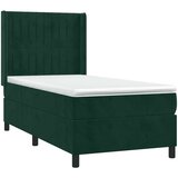  box spring s madracem LED tamnozeleni 90x200 cm baršun | shoptok.hr