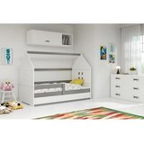 Domi drveni dečiji krevet 1 s prostorom za odlaganje - 160x80 cm - beli sa sivim detaljima Cene