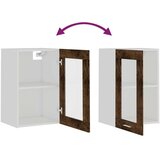 vidaXL Steklena viseča omarica dimljeni hrast 40x31x60 cm inežnir. les | Shoptok.si
