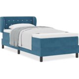vidaXL Box Spring Krevet s Madracem Tamnoplava 90x190 cm Baršun | shoptok.hr