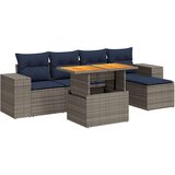  Vrtna garnitura - 6-dijelni set vrtnih sofa od poliratana s jastucima sivi - Siva sa spremištem 1 | shoptok.hr