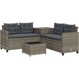  Vrtna sofa L-oblika sa stolom i jastucima siva od poliratana | shoptok.hr