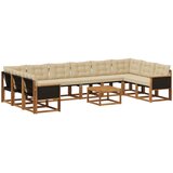 vidaXL Zunanja garnitura za sedenje z blazino 11 pcs Naravna in bež, (5000282197) | Shoptok.si