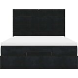  Otomanski posteljni okvir z vzmetnicami črn 140x190cm žamet | Shoptok.si
