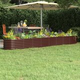 vidaXL Visoka greda iz prašno premazanega jekla 332x40x36 cm rjava Cene