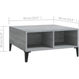  Stolić za kavu siva boja hrasta 60x60x30 cm konstruirano drvo | shoptok.hr