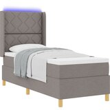 vidaXL Box Spring Postelja z Blazino in LED Taupe 80x200 cm Tkanina, (22049068) | Shoptok.si