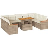 Maison Chic Seti vrtnega pohištva - Vrtna garnitura - Vrtni pohištvo set z blazinami 10-delna bež ratan/akacija, (21796469) | Shoptok.si