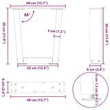  Noge blagovaonskog stola V-oblika 2 kom antracit 40x(30-31 3)cm | shoptok.hr