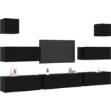 Set od 7 dijelova TV ormarića zidni crni hrast drvena ploča | shoptok.hr