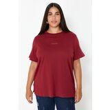 Trendyol Curve Claret Red Crew Neck Knitted T-Shirt cene