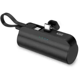 KSIX, prijenosna baterija 5.000 mAh USB-C džepna, USB-C na USB-C, LED, crna
