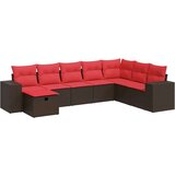  Vrtna garnitura - 8-dijelni set vrtnih sofa s jastucima smeđi od poliratana - Smeđa sa spremištem 8 | shoptok.hr