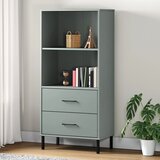 vidaXL Knjižna omara z 2 predaloma siva 60x35x128,5 cm trden les OSLO Cene