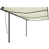 vidaXL Avtomatska tenda LED + senzor 6x3,5 m krem | Shoptok.si