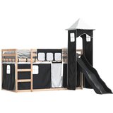 Krevet na kat s toboganom i zavjesama bijelo-crni 80 x 200 cm | shoptok.hr