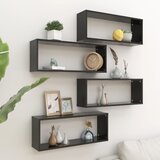 vidaXL Stenske police kockaste 4 kosi črne 60x15x23 cm Cene