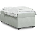 vidaXL Box spring postelja z vzmetnico svetlo siva 90x200 cm žamet Cene