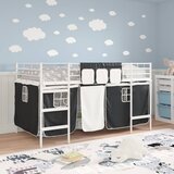  Krevet na kat za djecu s zavjesama Bijela i crna 90 x 200 cm | shoptok.hr