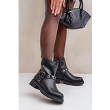 EVENTO PE1 Ankle Boots With Flat Heel Insulated With Decorative Straps Black Felilania | Eponuda.ba