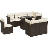  9-dijelni set vrtnih sofa s jastucima poliratan smeđi | shoptok.hr