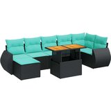  Vrtna garnitura - 8-dijelni set vrtnih sofa od poliratana s jastucima crni - Crna 1 | shoptok.hr