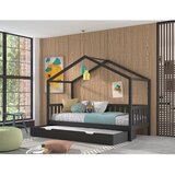 Vipack Antracitno siva otroška postelja iz masivnega bora v obliki hiške z dodatnim ležiščem in prostorom za shranjevanje 90x200 cm DALLAS – | Shoptok.si