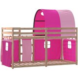 Krevet na kat sa zavjesama ružičasti 90x190 cm od borovine | Eponuda.com