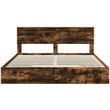  Postelja s shranjevanjem z vzglavjem Dimljeni oreh 180 x 200 cm, (5000106026) | Shoptok.si