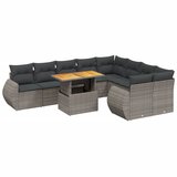 Maison Chic Seti vrtnega pohištva - Vrtna garnitura - Vrtni pohištvo set 10-delna z blazinami siv poli ratan, (21812514) | Shoptok.si