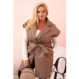 Kesi Włoski Women's Plus Size quilted vest with belt and collar fango | shoptok.hr