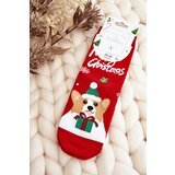Kesi Women's Christmas socks with a dog, red Cene