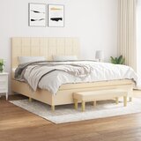 Krevet s oprugama i madracem krem 180x200 cm od tkanine | Eponuda.com