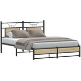 Maison Chic Posteljni okvir - Dvoposteljna postelja - Zakonska postelja brez vzmetnice hrast 137x190 cm inženirski les-J11968, (21775972) | Shoptok.si