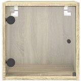 vidaXL Noćni ormarić sa staklenim vratima boja hrasta 35 x 37 x 35 cm | shoptok.hr