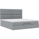 vidaXL Otomanski posteljni okvir z vzmetnico siv 160x200 cm blago | Shoptok.si