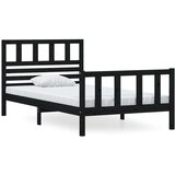  Posteljni okvir črn iz trdnega lesa 100x200 cm, (20646589) | Shoptok.si