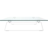  Stalak za monitor bijeli 80x35x8 cm kaljeno staklo i metal | shoptok.hr