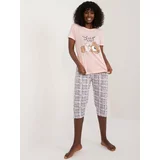 Fashion Hunters Light pink cotton pajamas with teddy bear