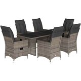 vidaXL Vrtna garnitura - 7-dijelni vrtni blagovaonski set sivi od poliratana - Bez naslona za noge 7 | shoptok.hr