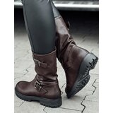 DStreet Kozaki damskie WORKENNA krótkie brązowe | shoptok.hr