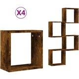  Zidne kockaste police 4 kom dimljeni hrast 30x15x30 cm | shoptok.hr