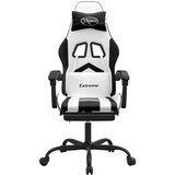  Vrtljivi gaming stol z oporo za noge belo in črno umetno usnje, (21377243) | Shoptok.si