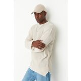 Trendyol Beige Men's Oversize Fit Wide Fit Crew Neck Slit Knitwear Sweater Cijene
