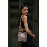Madamra Mink Women's Top Stitched Wallet Bucket Bag Cene
