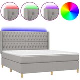  Box spring postelja z vzmetnico LED sv. siva 180x200 cm blago, (20788840) | Shoptok.si
