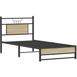 vidaXL Posteljni okvir brez vzmetnice hrast 90x200 cm inženirski les | Shoptok.si