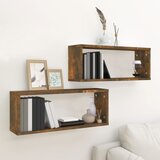 vidaXL Stenske police kockaste 2 kosa dim. hrast 60x15x23 cm kons. les Cene