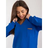 Fashion Hunters Cobalt blue women's neckline blouse